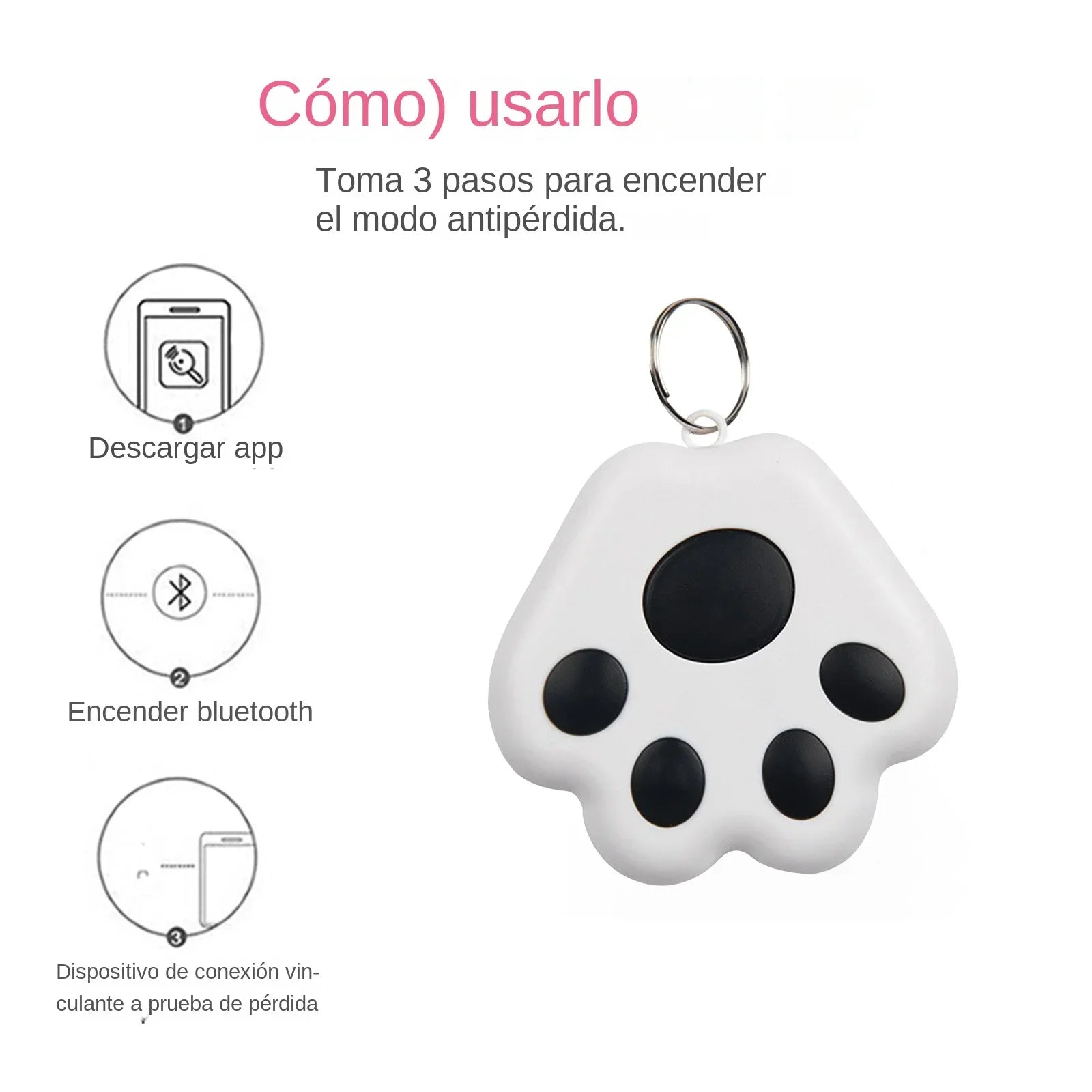 Paw-Shaped Mini Bluetooth GPS Tracker for Pets, Kids, Wallets & Keys