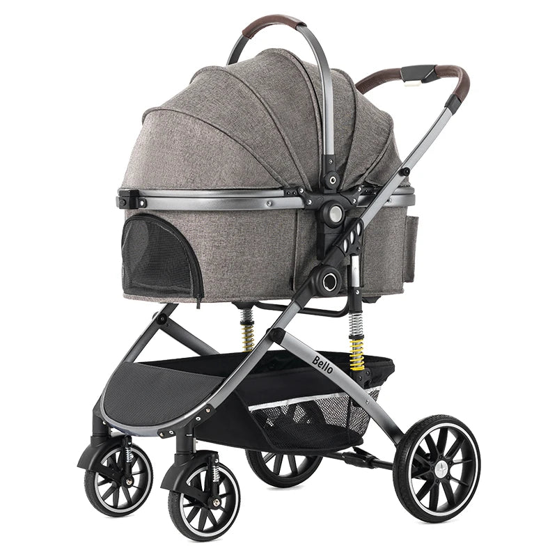 Bello Pet Trolley Stroller for Dogs & Cats — Multi-Function Travel Cart with Carrier Compartment