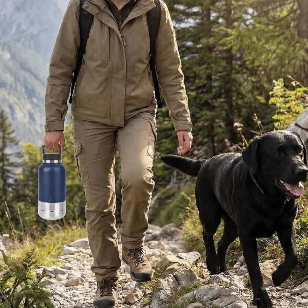 3-in-1 Stainless Steel Dog Water Bottle (32oz, Detachable, Leak-Free)