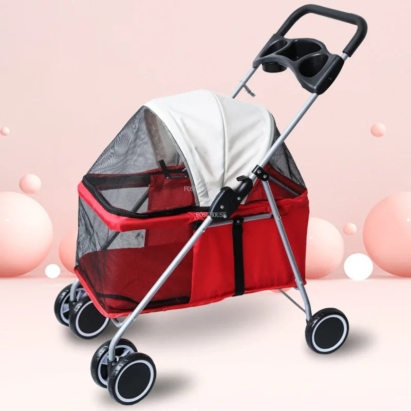 Separable Lightweight Foldable Pet Stroller Cart for Medium Dogs — Portable Outdoor Carrier