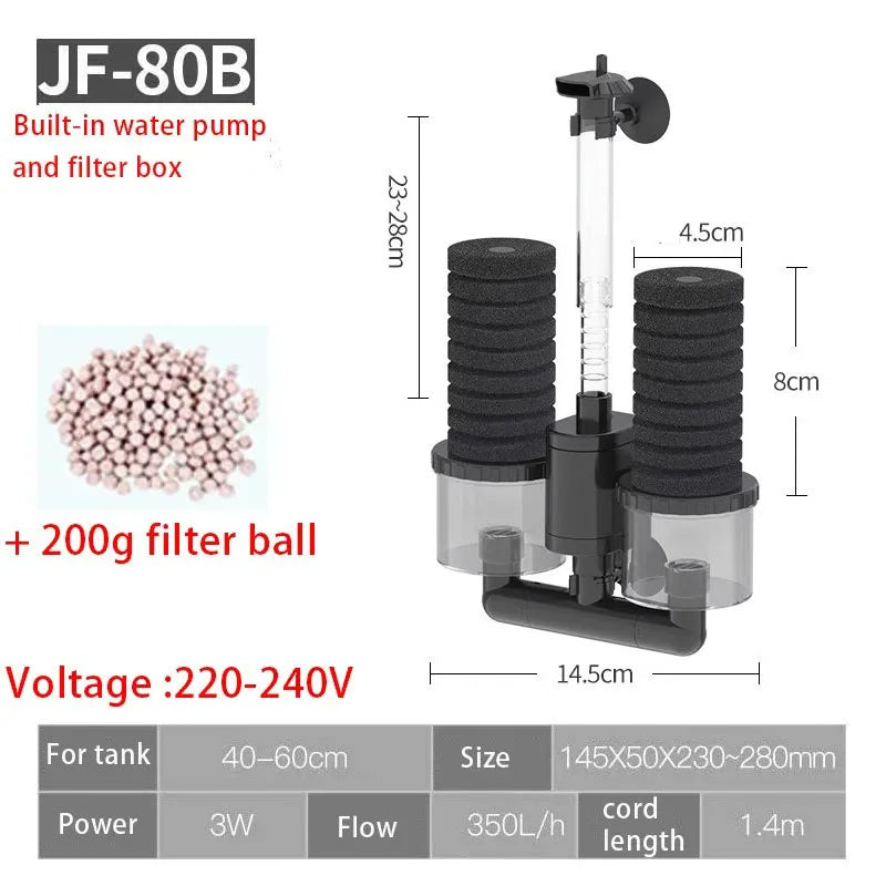 Submersible Aquarium Filter with Bio Media Balls 220V