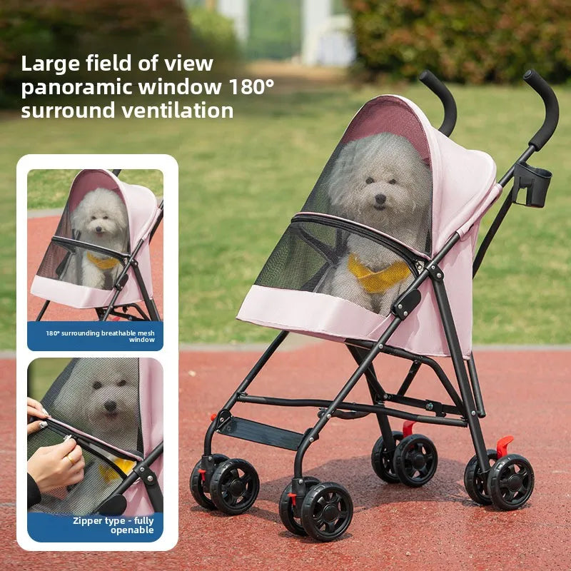 Lightweight Portable Foldable Pet Stroller Trolley for Teddy Dogs & Cats — Outdoor Travel Cart