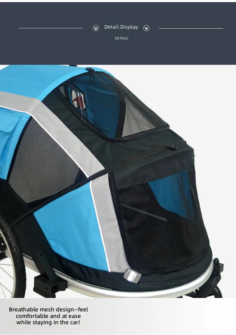 2-in-1 Pet Bicycle Trailer & Dog Stroller with Detachable Design — Portable Foldable Outdoor Cart