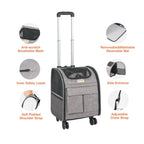 Soft-Sided Rolling Pet Carrier Backpack with Removable Wheels for Dogs & Cats up to 18 lbs