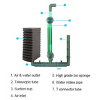 Aquarium Double-Head Sponge Filter (Air-Powered, Dual Sponge, Water Purifying)
