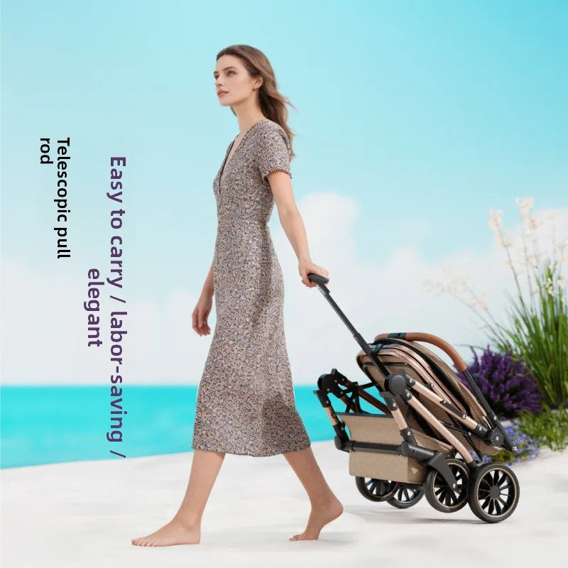Large-Space Shockproof Breathable Lightweight Pet Stroller with One-Click Fold for Small & Medium Dogs & Cats