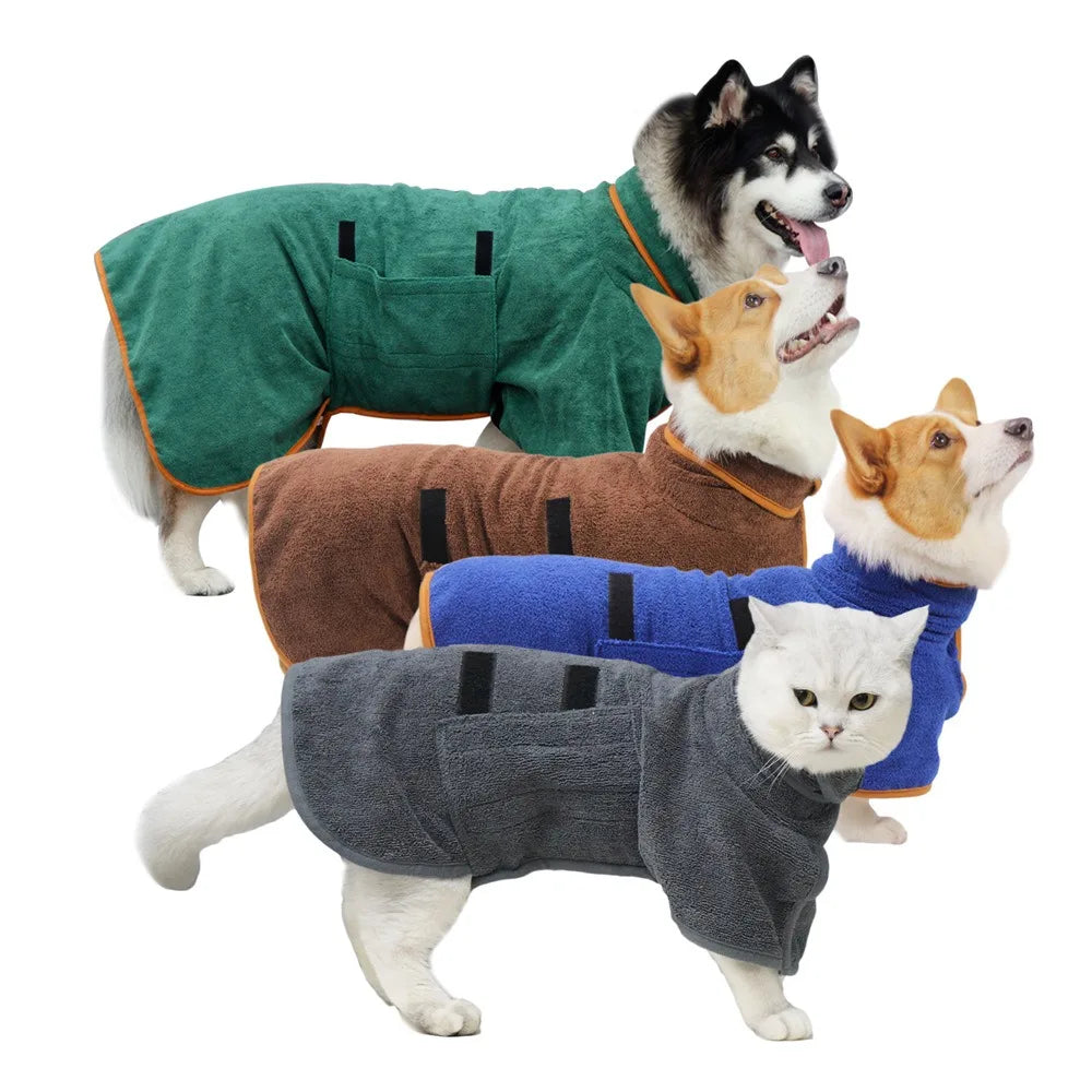 Absorbent Dog Bathrobe — Quick-Drying Wrap Towel, XS-XL