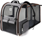 Large Expandable Foldable Pet Carrier Backpack for Dogs, Puppies & Medium Cats up to 18 lbs
