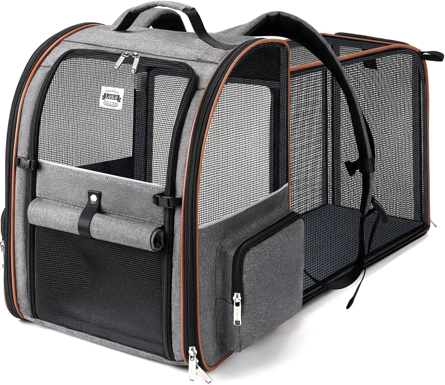 Large Expandable Foldable Pet Carrier Backpack for Dogs, Puppies & Medium Cats up to 18 lbs
