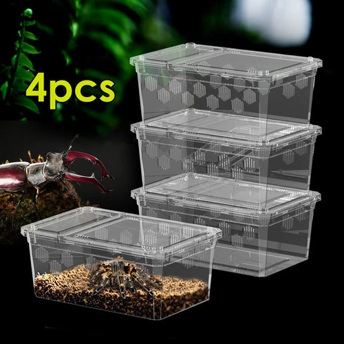 Portable Reptile Breeding & Transport Box — Set of 4 for Lizards, Snakes & Spiders