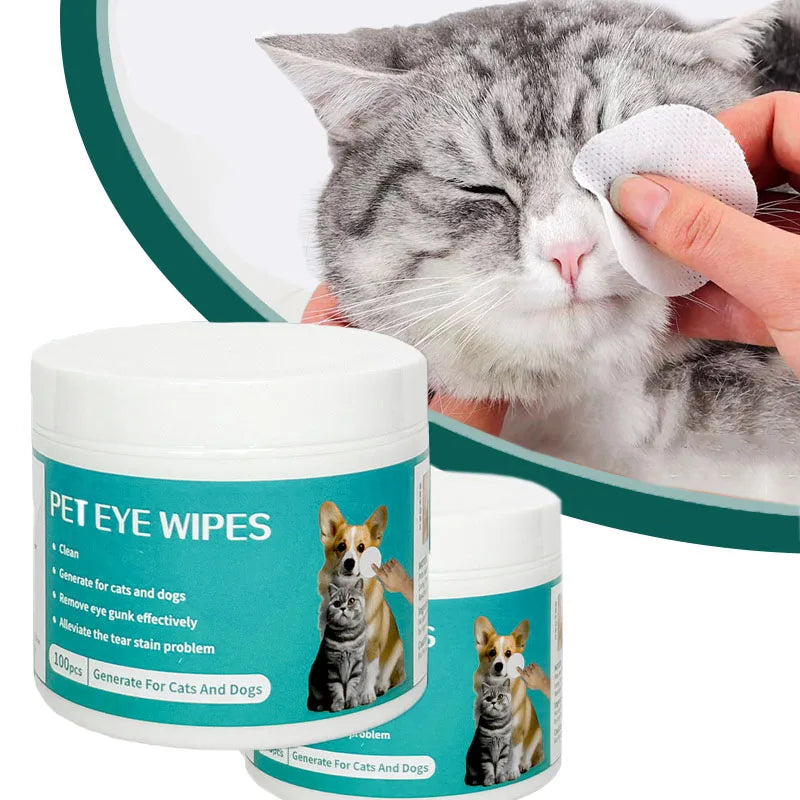 Pet Eye Wipes — Removes Tear Marks, 100-Count, Dogs & Cats