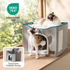 Foldable Cat Cave with Hanging Ball & Scratch Pad, 16.5in