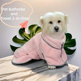 Cooling Absorbent Dog Bath Towel — Bathrobe-Style Pet Wash Towel