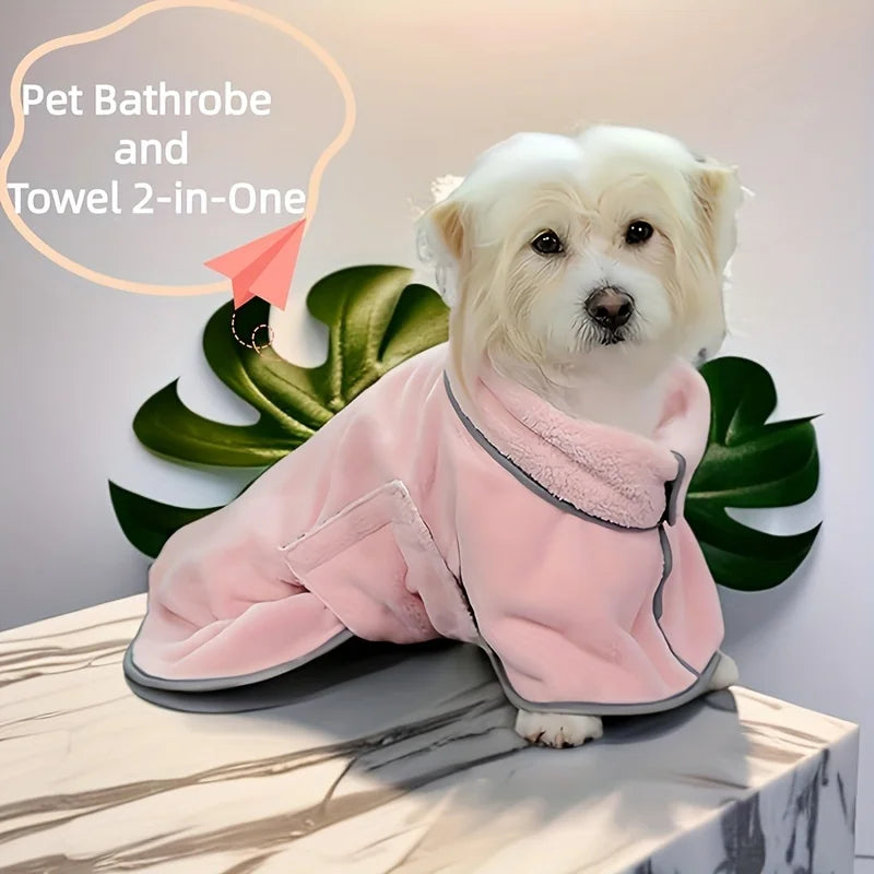 Cooling Absorbent Dog Bath Towel — Bathrobe-Style Pet Wash Towel