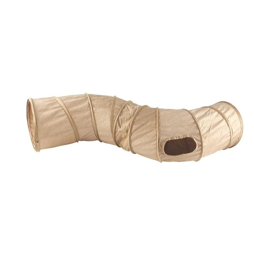 Collapsible S-Shaped Cat Tunnel — 3-Entry Suede Play Tube for Cats & Kittens