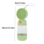 2-in-1 Pet Water Bottle with Food Container (Transparent, Easy Clean)
