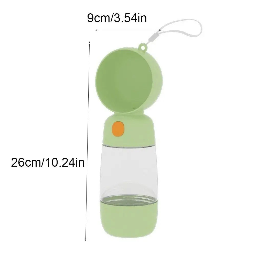 2-in-1 Pet Water Bottle with Food Container (Transparent, Easy Clean)