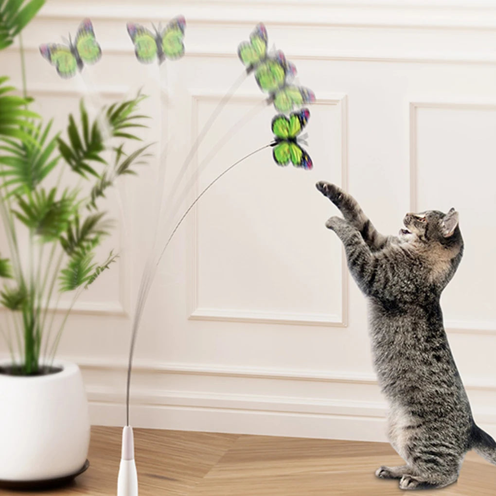 Electric Rotating Butterfly Cat Toy — Suction Cup Auto Flutter Toy