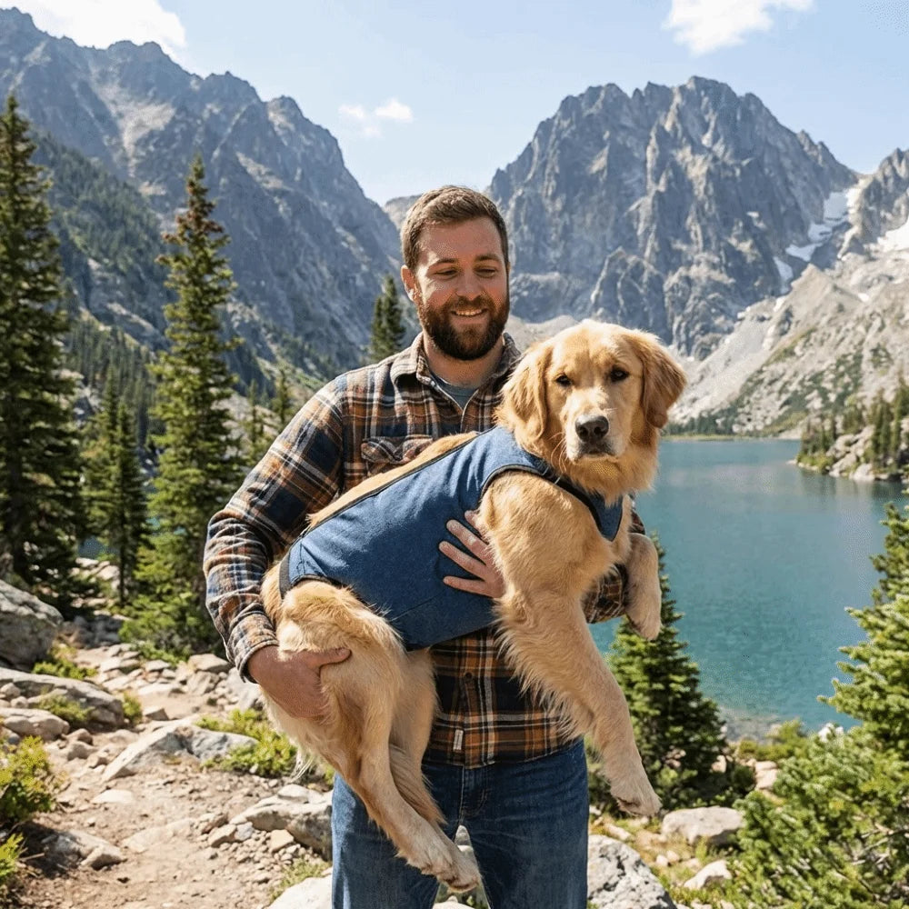 Dog Sling Carrier with Pockets (Breathable Mesh, Adjustable Strap)