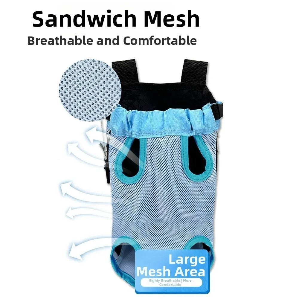 Portable Dog Front Carrier Bag (Breathable Mesh, Double Shoulder)