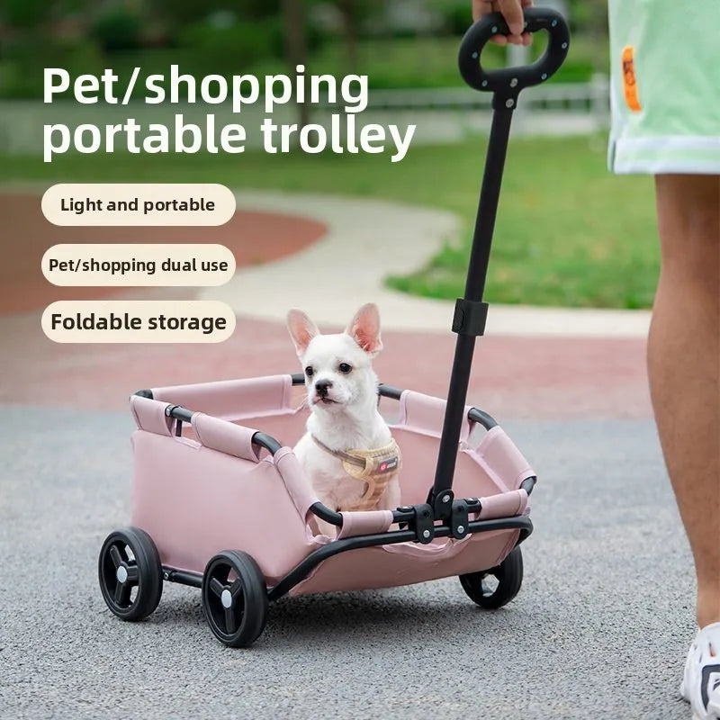 Lightweight Foldable Small Pet Stroller Trolley Bag for Cats & Dogs