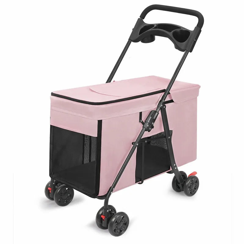 Foldable All-Terrain Large Dog & Cat Stroller Cart — Portable Outdoor Carrier