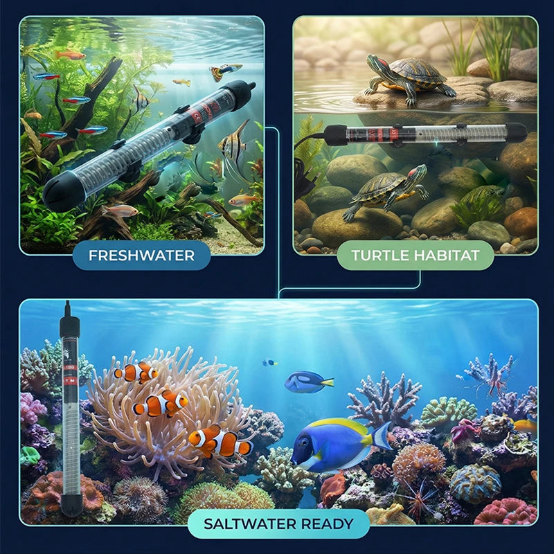 Submersible Aquarium Heater with Adjustable Thermostat 25–300W