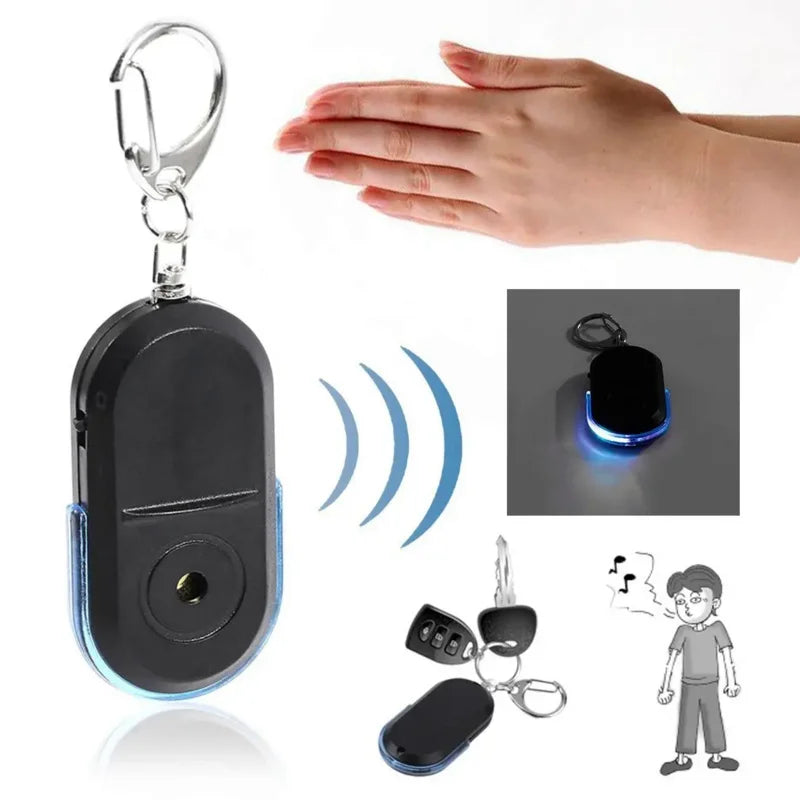 Key Finder Keychain with Whistle Control, LED Torch & Anti-Lost Alarm