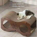 Walnut Cat Scratching Post with Integrated Bed, All-Season