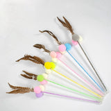 Gradient Feather Cat Teaser Wand — Colorful Interactive Rod Stick (1–50 Pack)