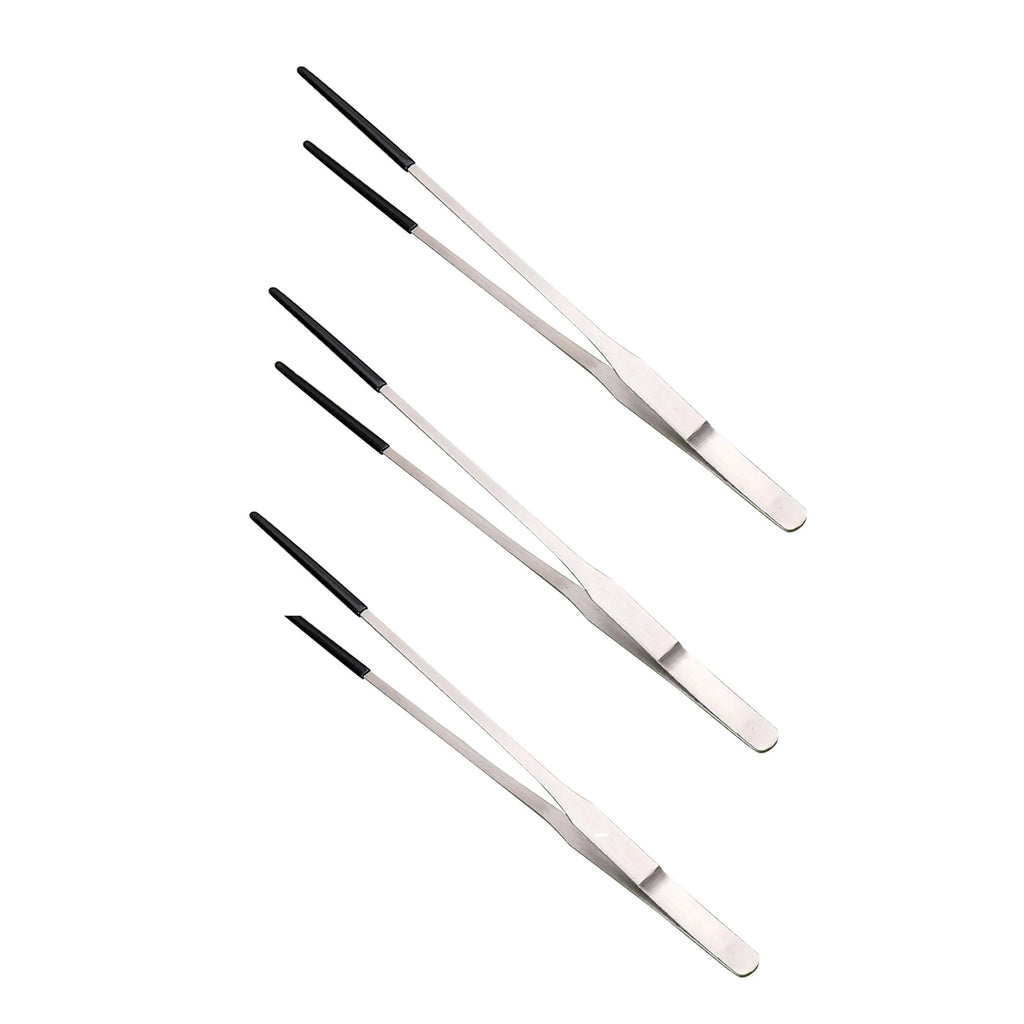 Stainless Steel Reptile Feeding Tongs — Rubber-Tip Tweezers for Safe Hand-Feeding