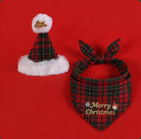 Christmas Plaid Bandana Bib & Hat Set for Dogs & Cats
