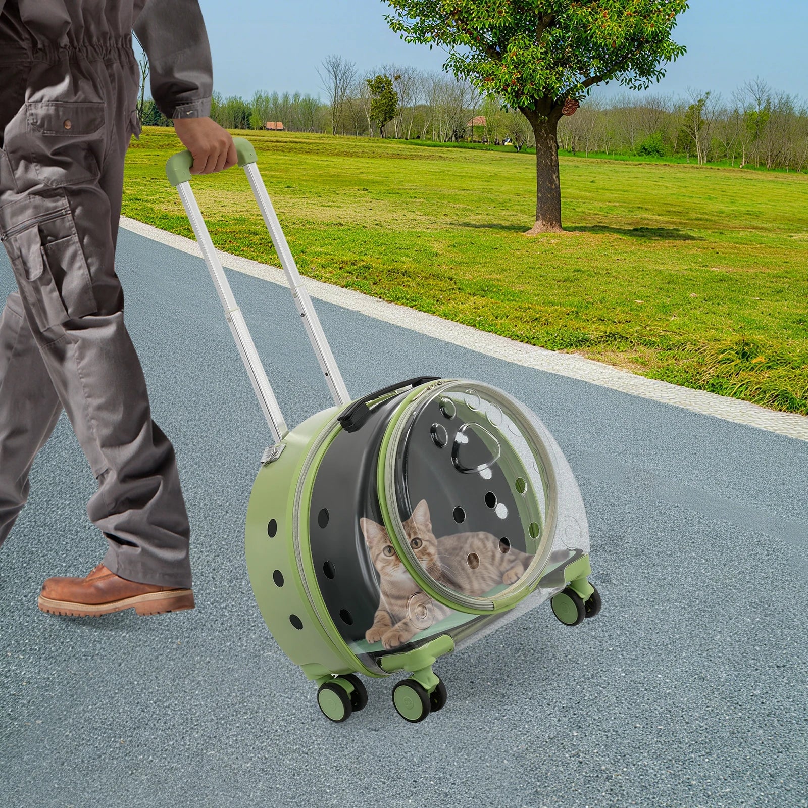 3-Section Expandable Rolling Pet Carrier Stroller with Front Opening for Small Dogs & Cats