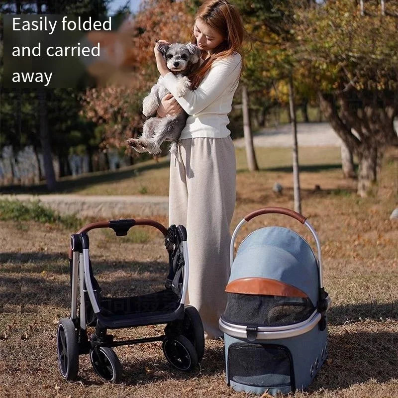 One-Click Auto-Folding Large-Space Dog & Cat Stroller