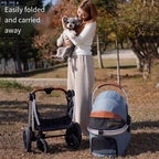 One-Click Auto-Folding Large-Space Dog & Cat Stroller
