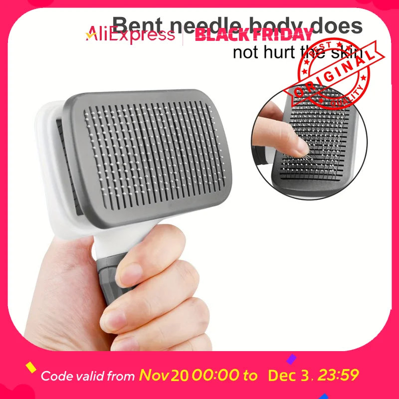 One-Button Pet Deshedding Brush — Tangle-Free, Ergonomic Grip for Dogs & Cats