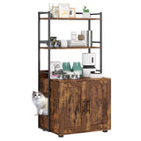 Cat Litter Box Enclosure with 2-Tier Storage Shelves