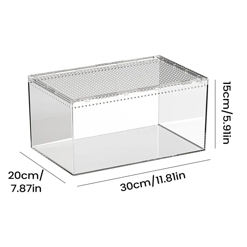 Transparent Acrylic Terrarium — Ventilated Enclosure for Spiders, Geckos & More