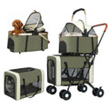 Double Pet Stroller for 2 Dogs & Cats — Foldable Travel Carriage with Detachable Carriers, Safety Belts & 4 Lockable Wheels