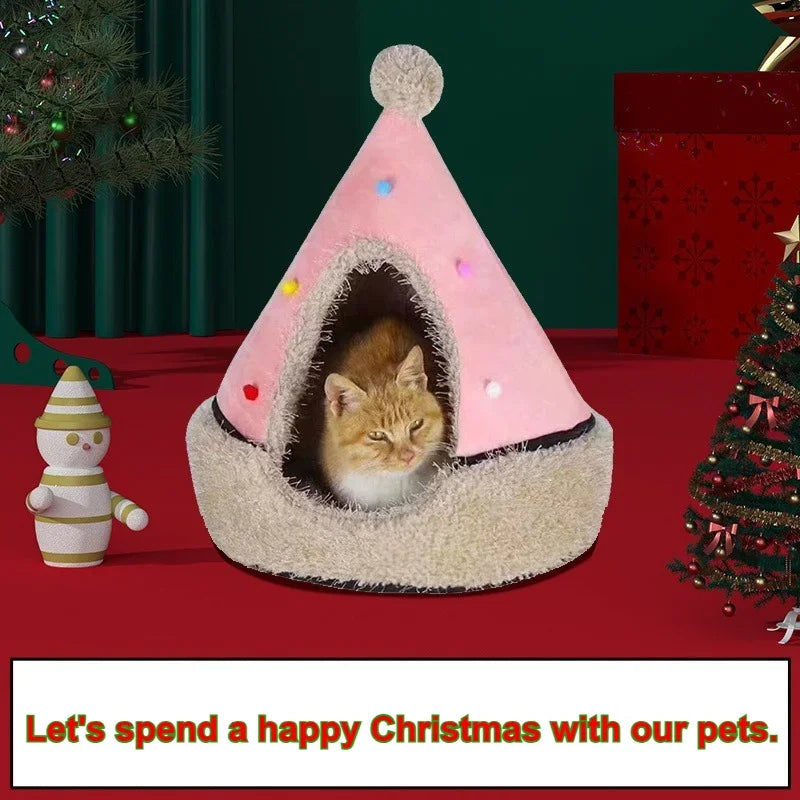 Christmas Tree Cat Nest (Semi-Closed Winter Warm House)