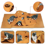 120x90cm Foldable Cat Play Mat & Tunnel Blanket — Agility Training Pad with Chew & Dig Surface