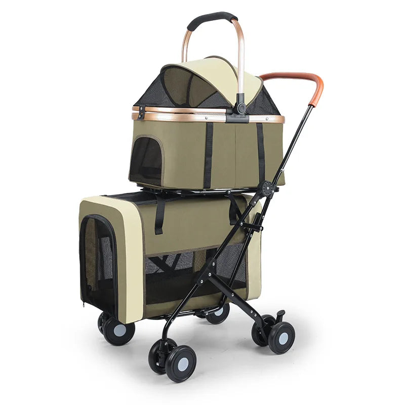 Detachable Double-Decker Cat & Dog Outdoor Stroller — Two-Level