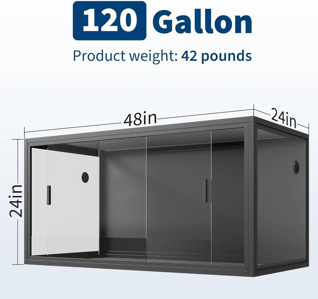 120 Gallon Front-Opening Glass Reptile Terrarium — For Bearded Dragons & Snakes