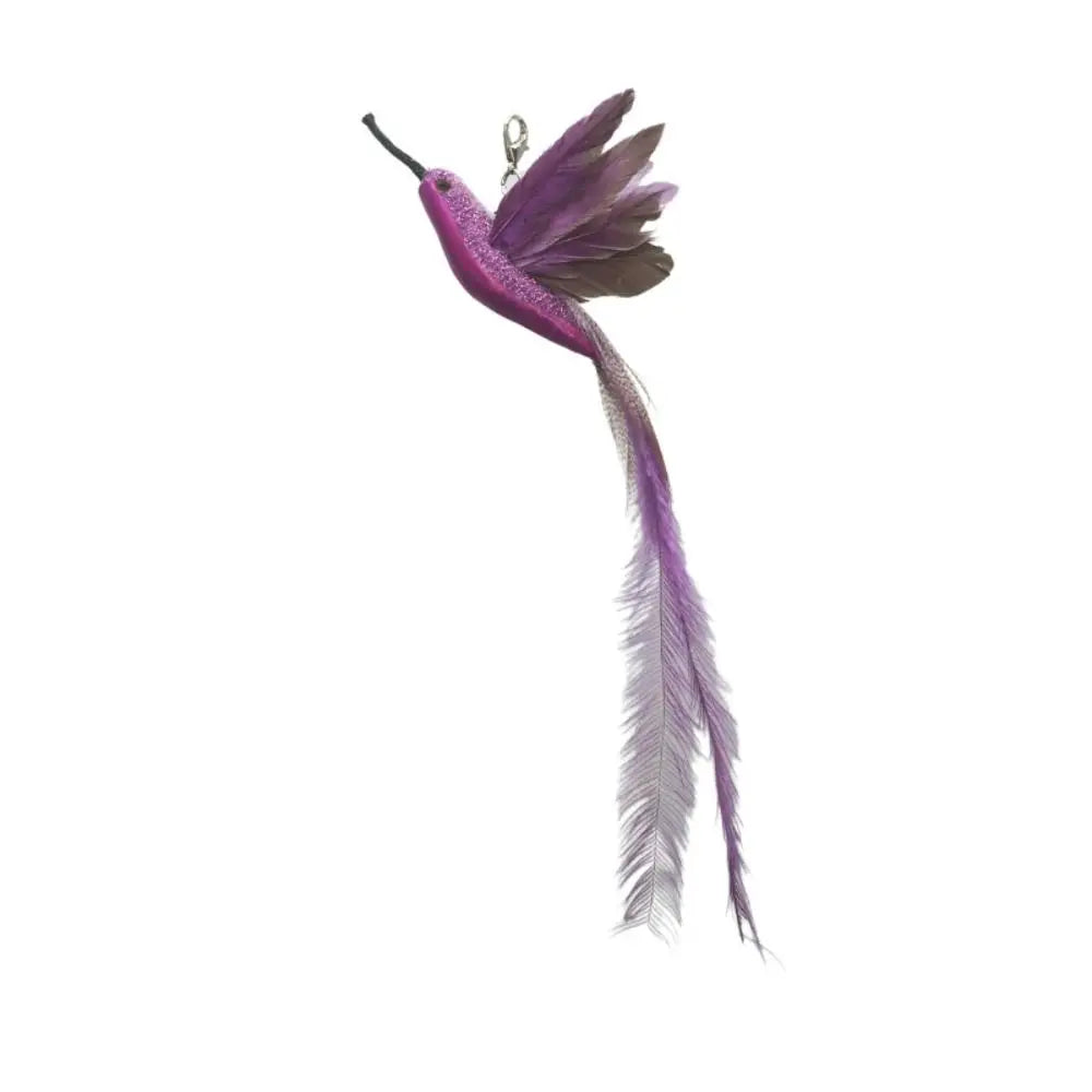 Hummingbird Long Pole Cat Teaser Stick — Interactive Feather Wand Toy for Kittens