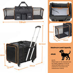 Expandable Foldable Double Rolling Pet Carrier for 2 Cats with Removable Divider