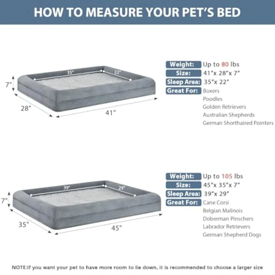 XL Orthopedic Dog Sofa Bed with Bolster Sides, Washable