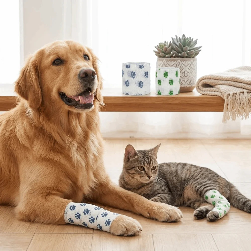 Elastic Self-Adhesive Dog Paw Bandage (Non-Woven, Printed, Stretchy)