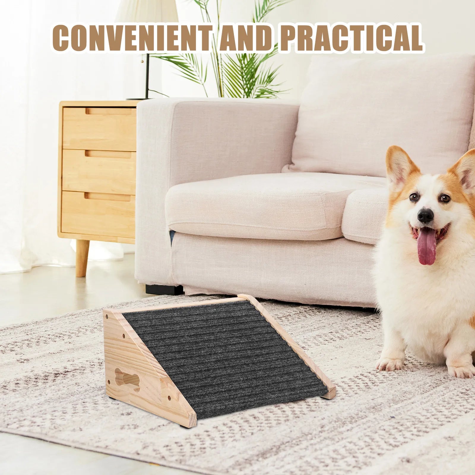 Wooden Pet Ramp for Senior Dogs & Cats, 11.79x9.82x5.89in