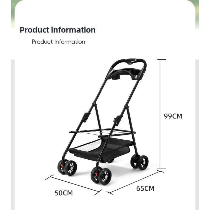 4-Wheel Folding Pet Stroller with Detachable Carrier (3-in-1)