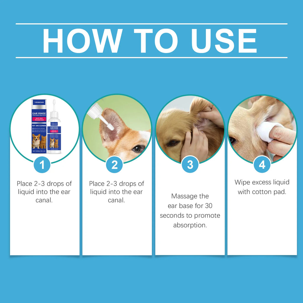YEGBONG Gentle Pet Ear Cleaner — Wax & Odor Removal Solution, 120ml